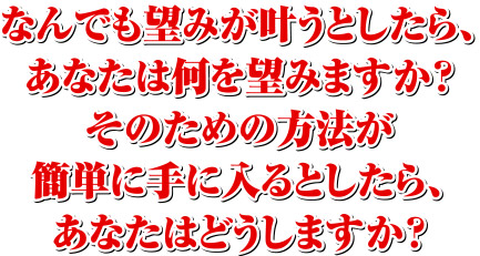 ���ł��]�݂������Ƃ�����A���Ȃ��͉���]�݂܂����H���̂��߂̕��@���ȒP�Ɏ�ɓ���Ƃ�����A���Ȃ��͂ǂ����܂����H